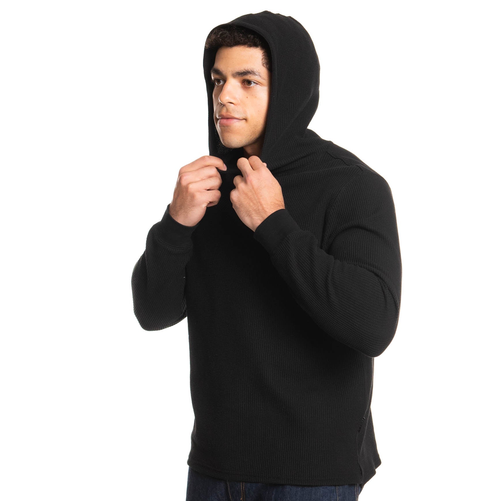 Waffle Knit Pullover Hoodie