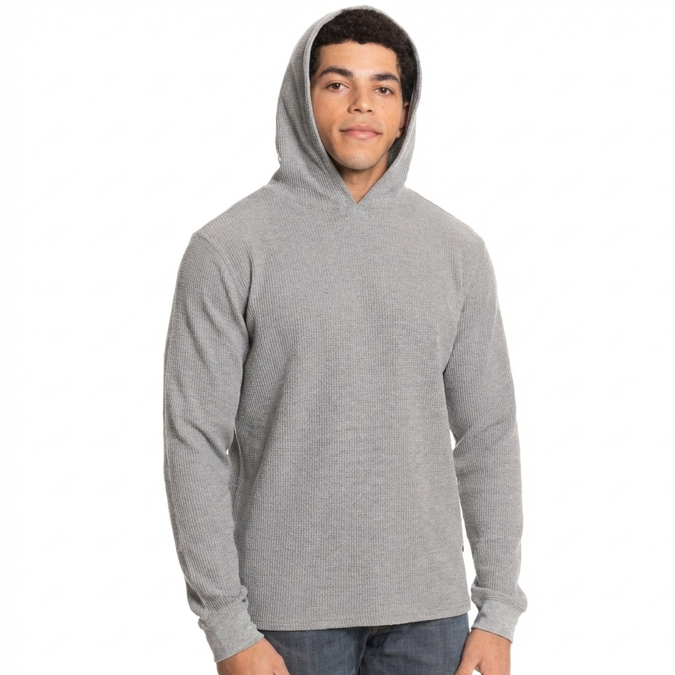 Waffle Knit Pullover Hoodie