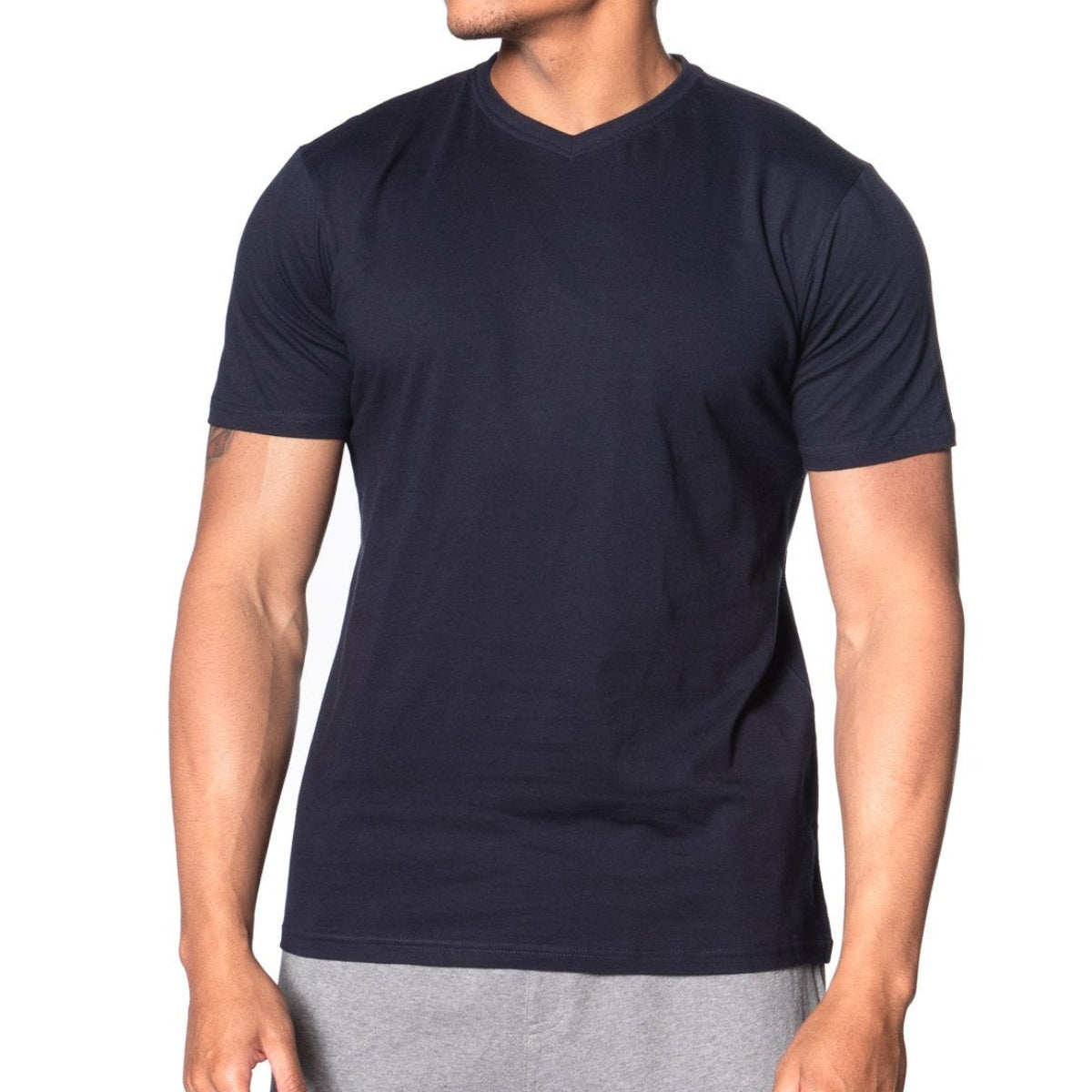 Men's Medium Weight Fitted Vee Neck T-Shirt | Luxe-T