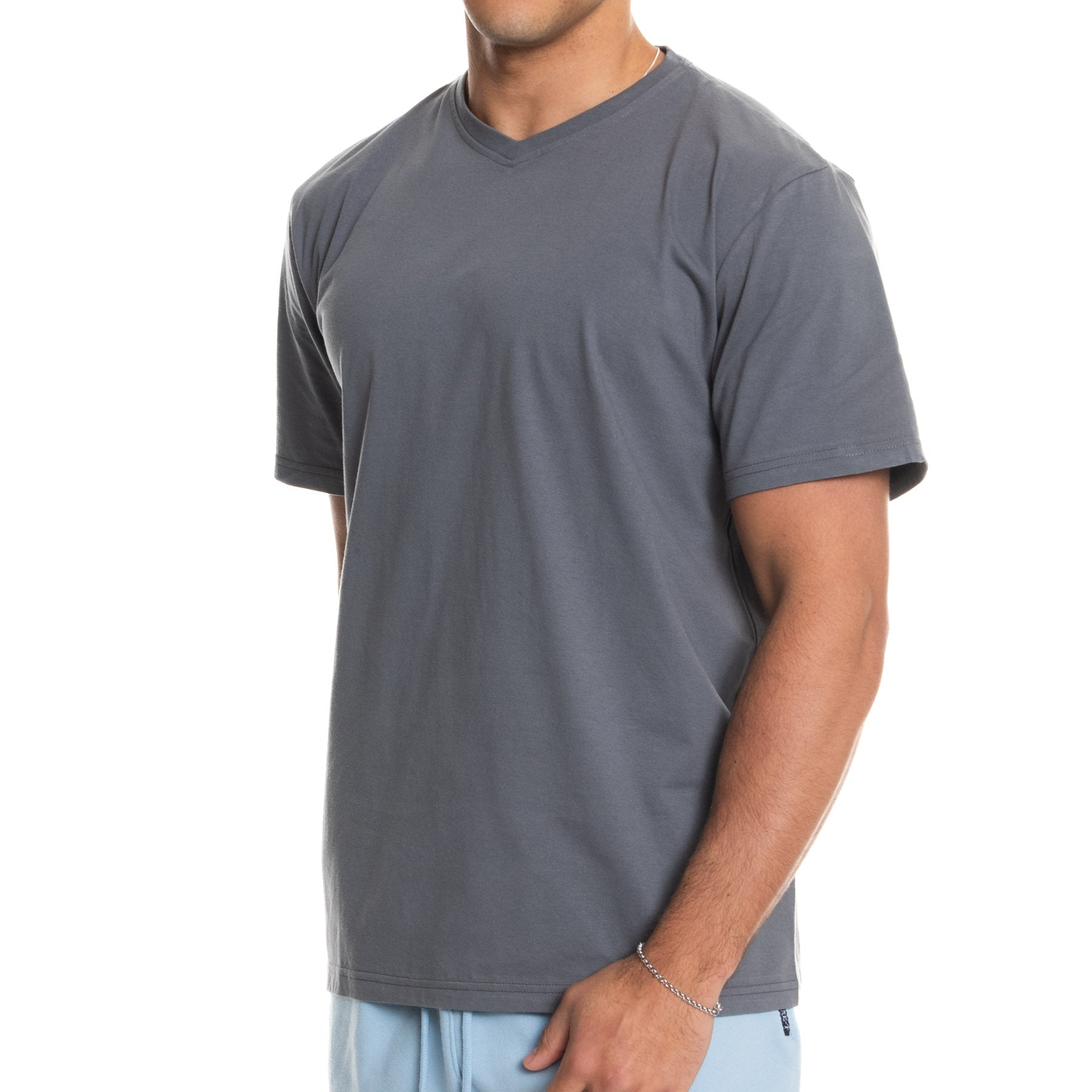 Men's Medium Weight Fitted Vee Neck T-Shirt | Luxe-T