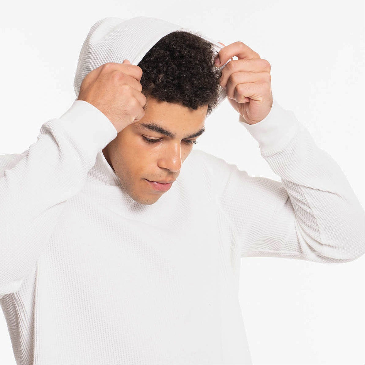 Waffle Knit Pullover Hoodie