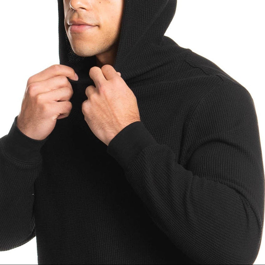 Waffle Knit Pullover Hoodie