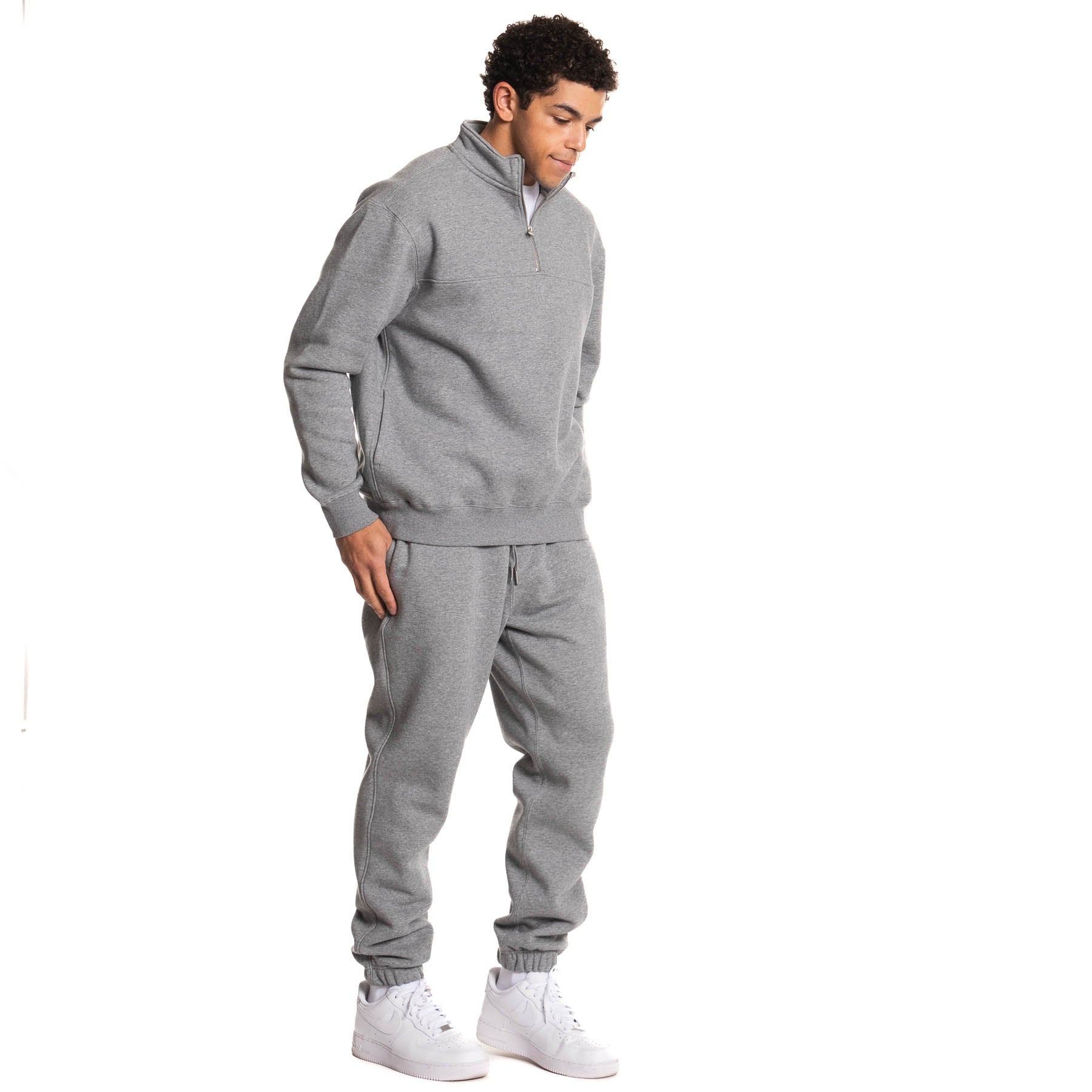 MARK&LONA BTL Mock Neck fleece |グレー XS 1/4 Zip Mock Neck Heavy Fleece Pullover