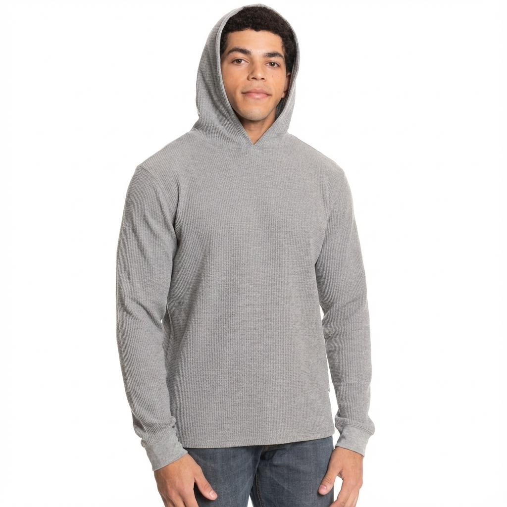 Waffle Knit Pullover Hoodie