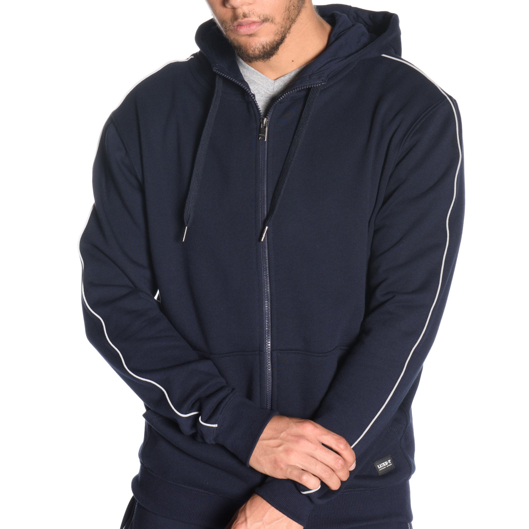 Full Zip Hoodie with Reflective Piping