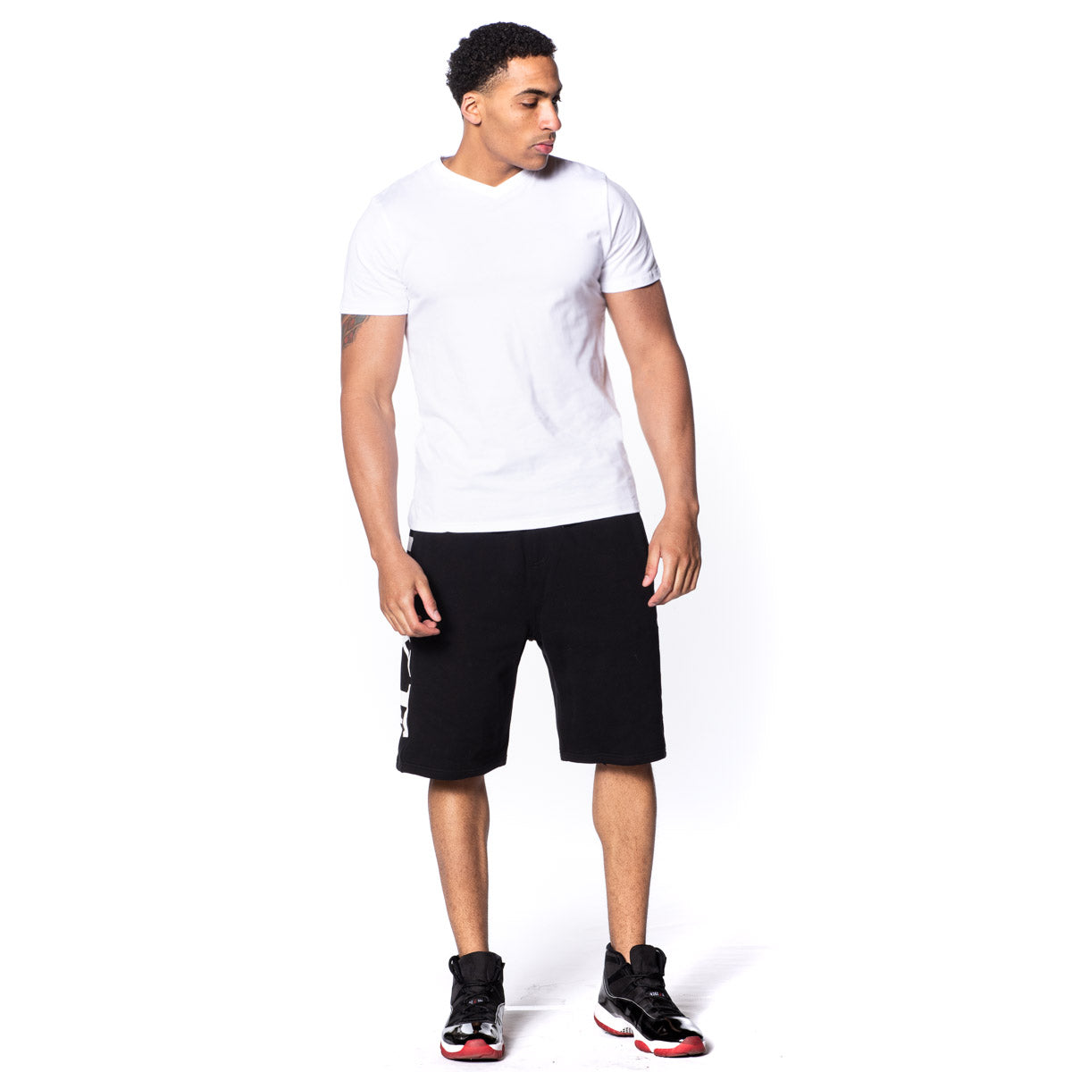 White Fitted Vee Neck T-Shirt 