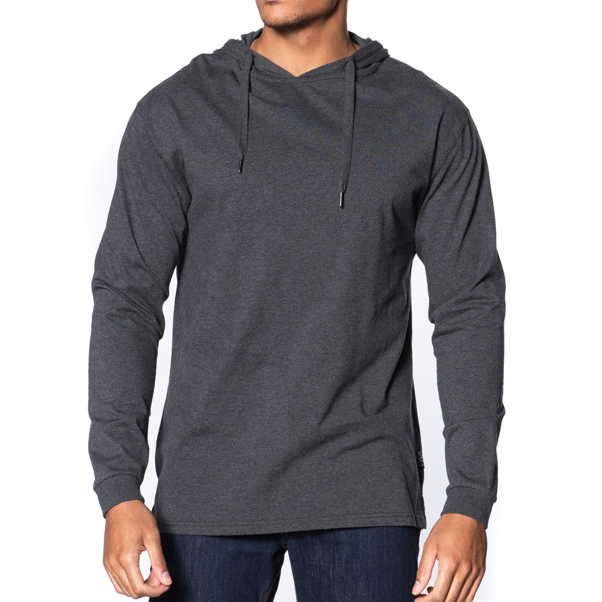 Men's Basic Classic Fit Long Sleeve Hooded T-Shirt Charcoal / L