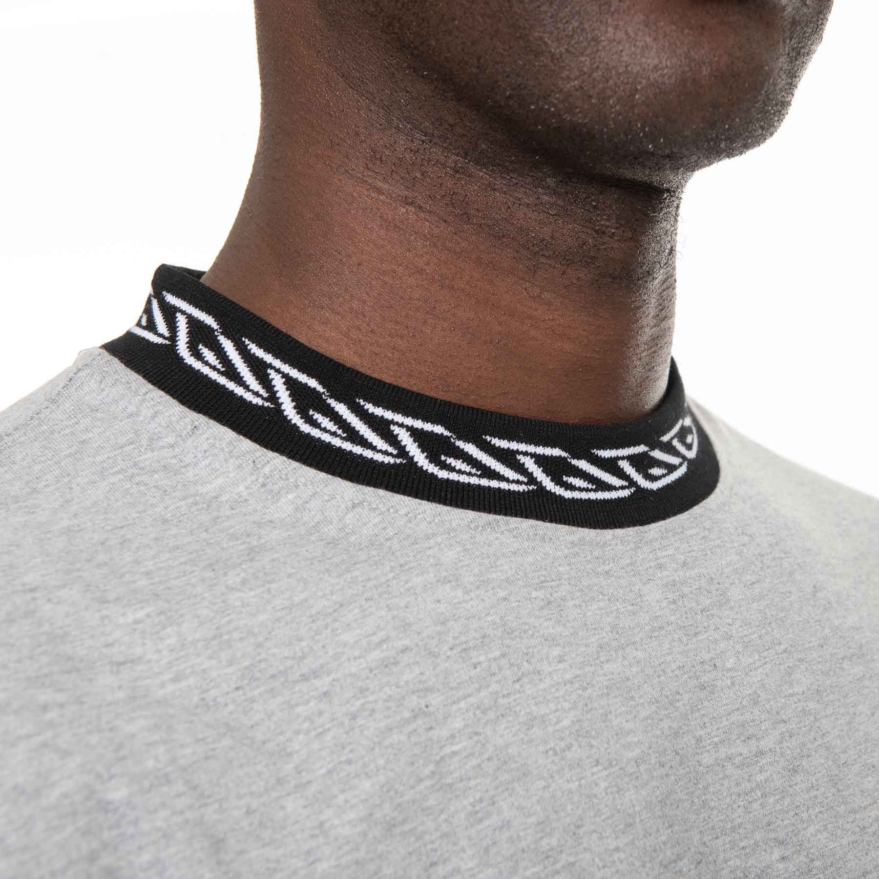 Luxe-T Men's Logo Stripe Collar Cuff T-Shirt Grey / 3X